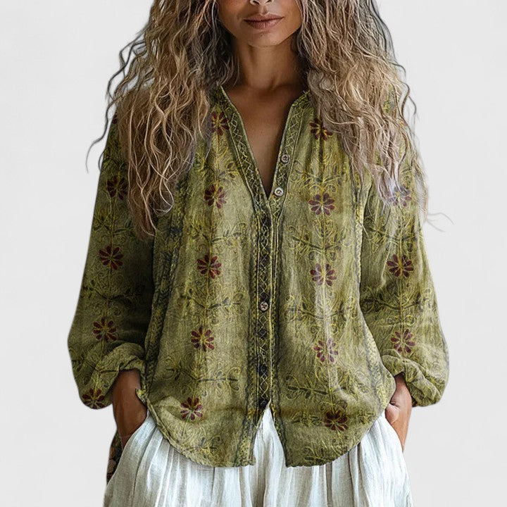 Women's Floral Summer Blouse | Long Sleeve