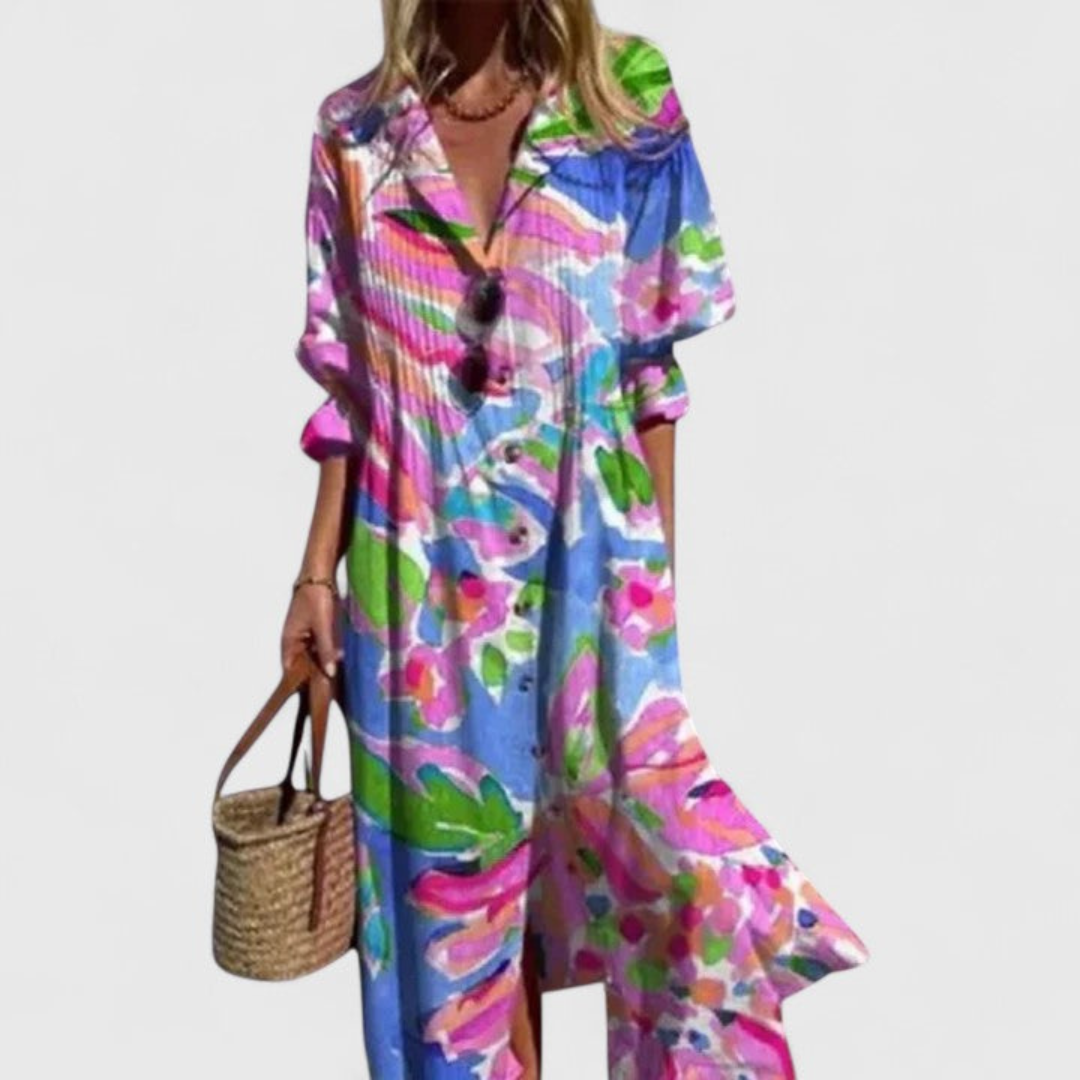 Women's Boho Summer Shirt Dress | Maxi