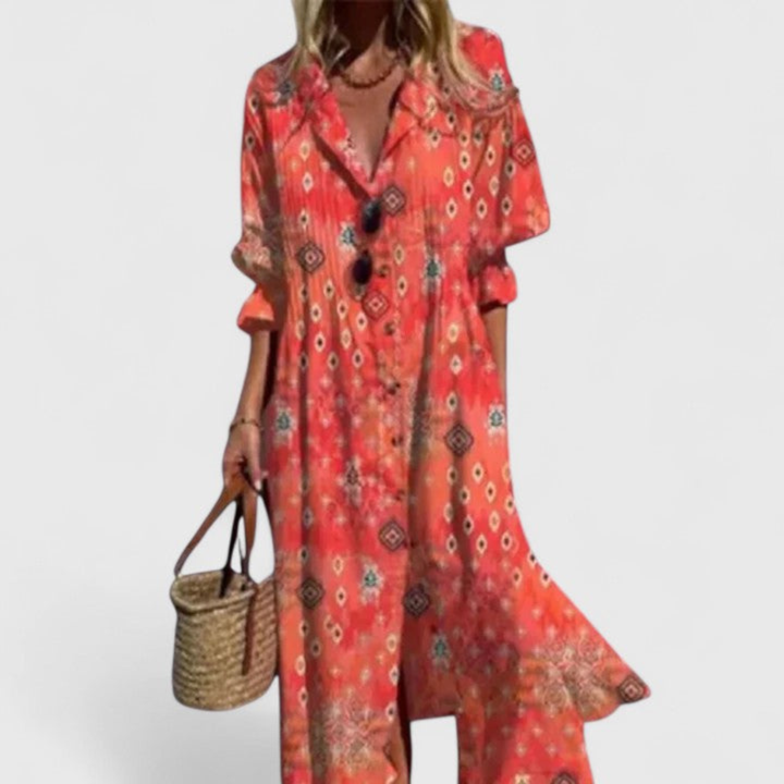 Women's Boho Summer Shirt Dress | Maxi