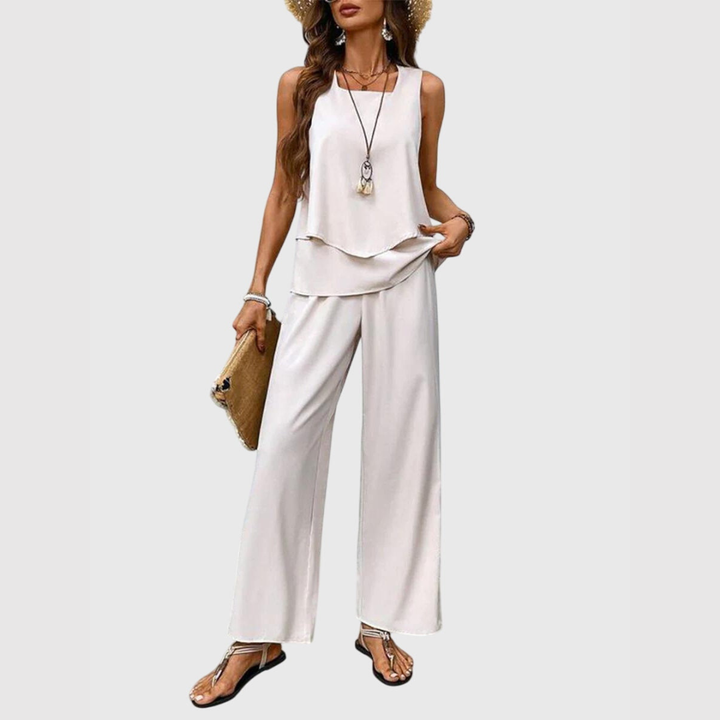 Women's Elegant Summer Tank Top and Trouser Set | Two Piece