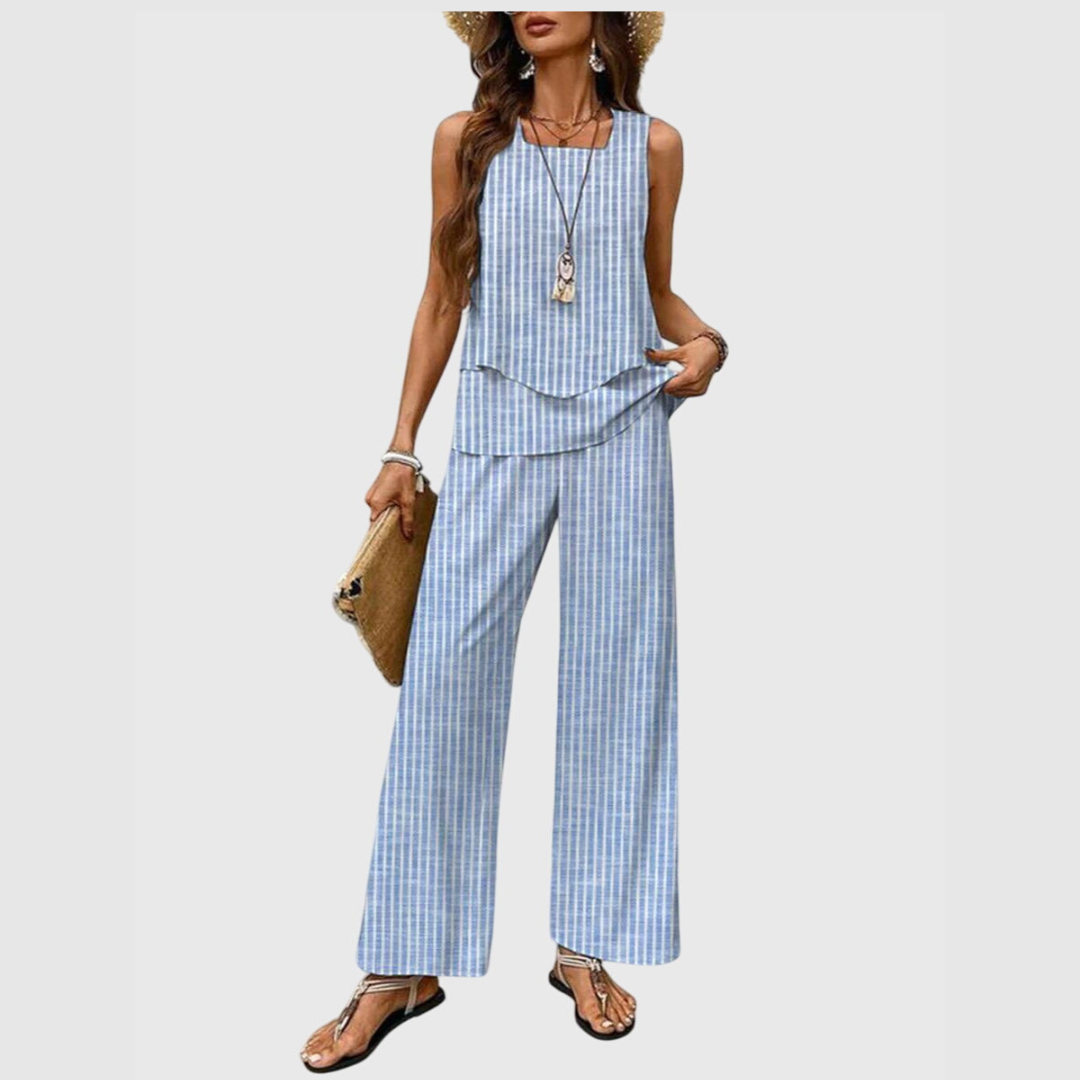 Women's Elegant Summer Tank Top and Trouser Set | Two Piece