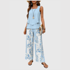 Women's Elegant Summer Tank Top and Trouser Set | Two Piece