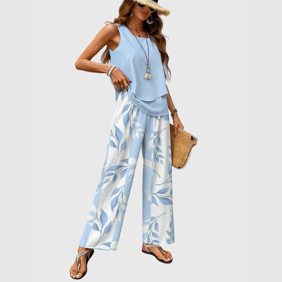 Women's Elegant Summer Tank Top and Trouser Set | Two Piece