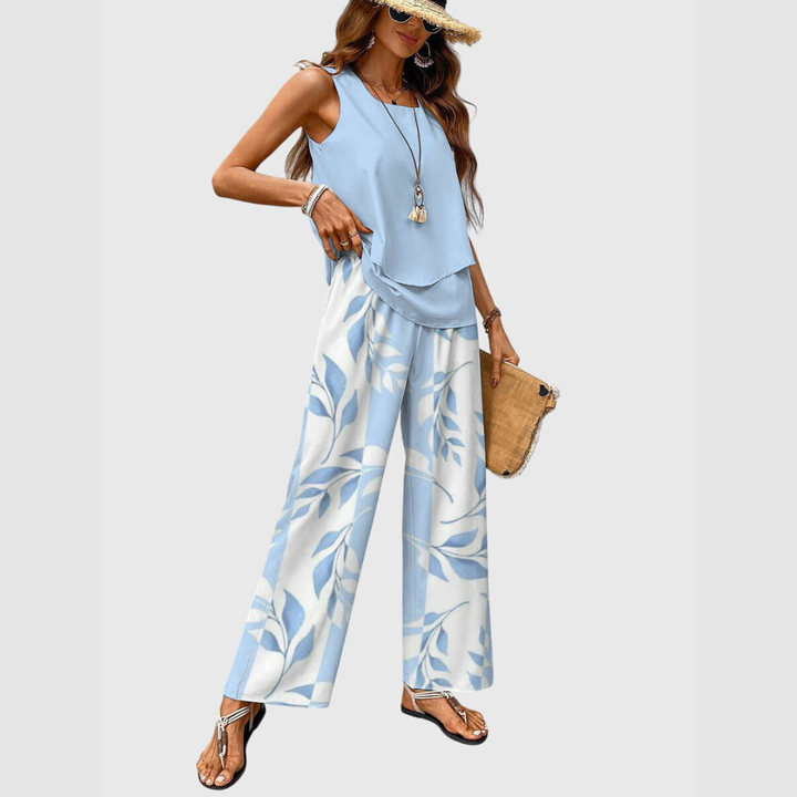 Women's Elegant Summer Tank Top and Trouser Set | Two Piece
