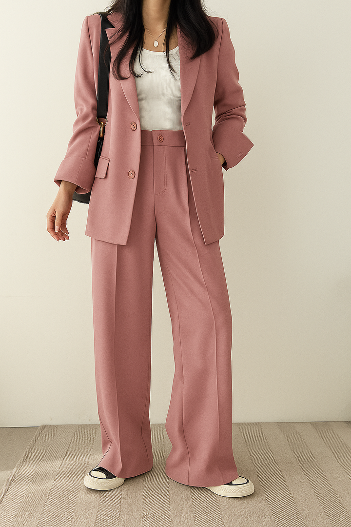 Women's Relaxed Fit Blazer and Wide-Leg Pants Co-ord Set | Two Piece