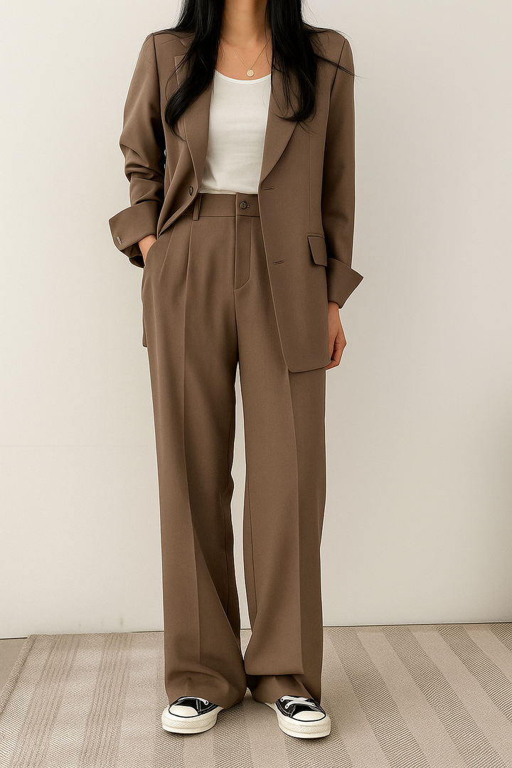 Women's Relaxed Fit Blazer and Wide-Leg Pants Co-ord Set | Two Piece