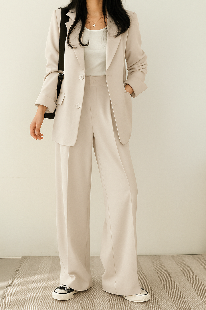 Women's Relaxed Fit Blazer and Wide-Leg Pants Co-ord Set | Two Piece