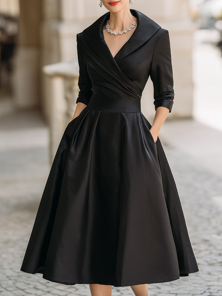 Women's Elegant Flared Wrap Formal Evening Dress | Midi
