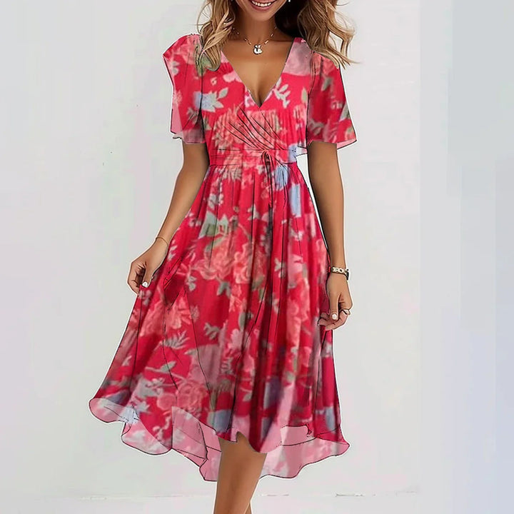 Women's Elegant Summer Plunging V-Neck Dress | Midi