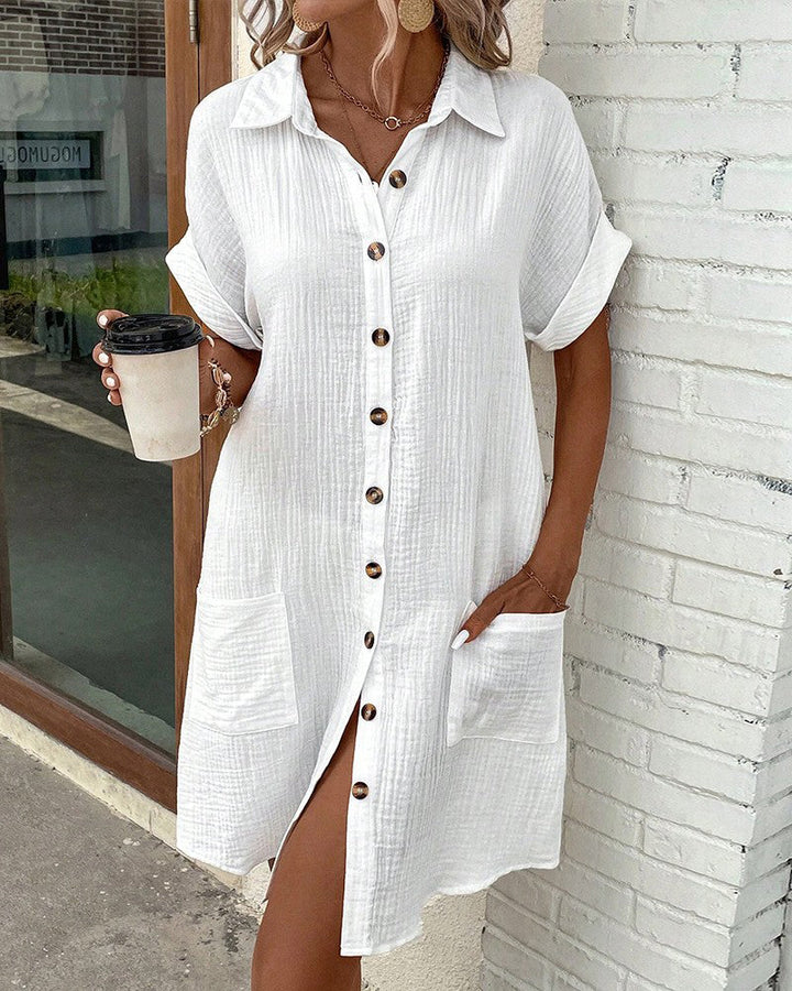 Women's Summer Loose Button-Up Shirt Dress | Mini