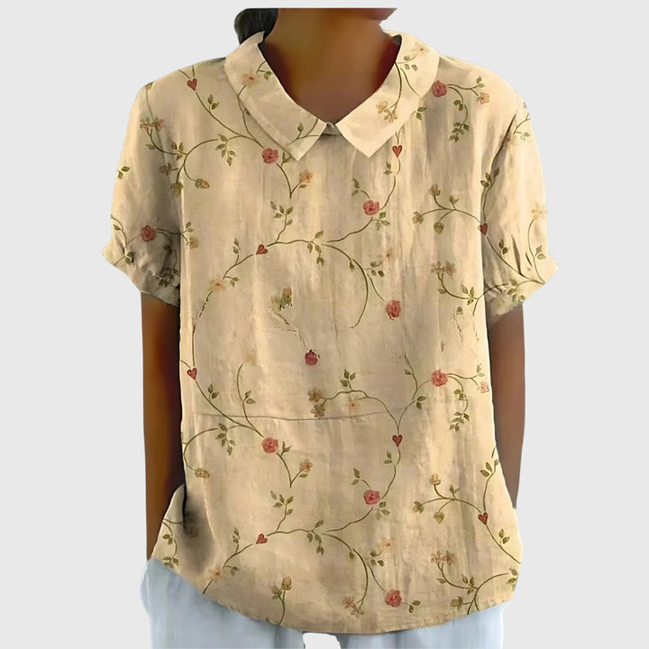 Women's Collared Floral Blouse | Short Sleeve