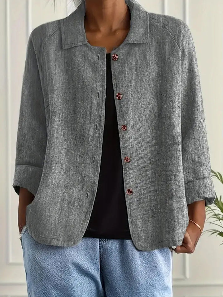 Women's Casual Relaxed Fit Button-Up Shirt Blouse | Long Sleeves