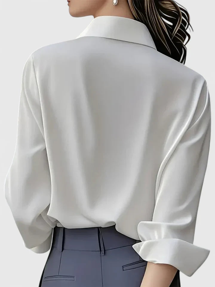 Women's Elegant Collared Work Blouse | Long Sleeve