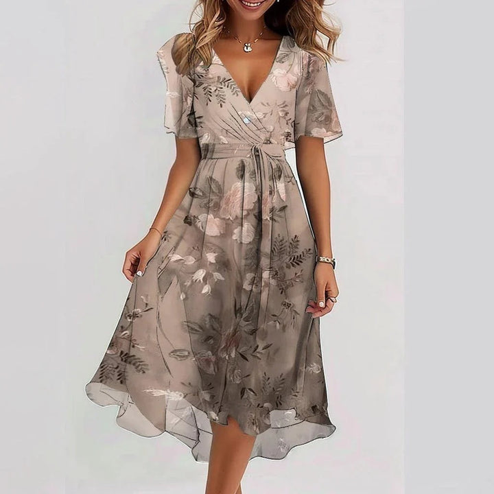Women's Elegant Summer Plunging V-Neck Dress | Midi