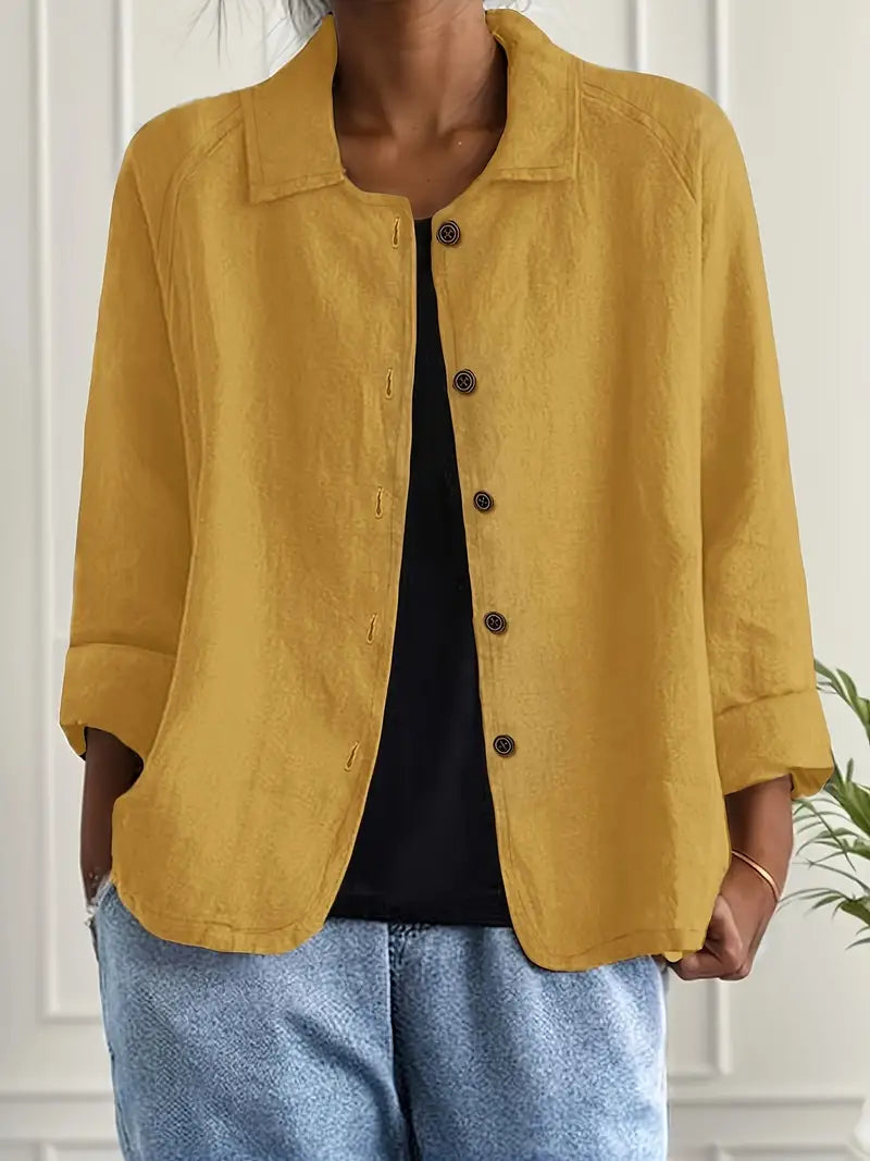 Women's Casual Button Front Relaxed Fit Shirt | Long Sleeves