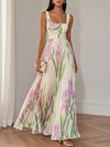 Women's Spring Pleated Floral Wedding Guest Dress | Maxi