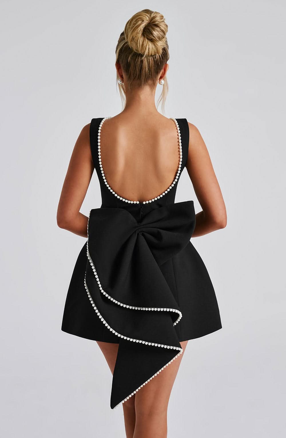 Women's Chique Wedding Bow Tie Back Detail Sleeveless Dress | Mini