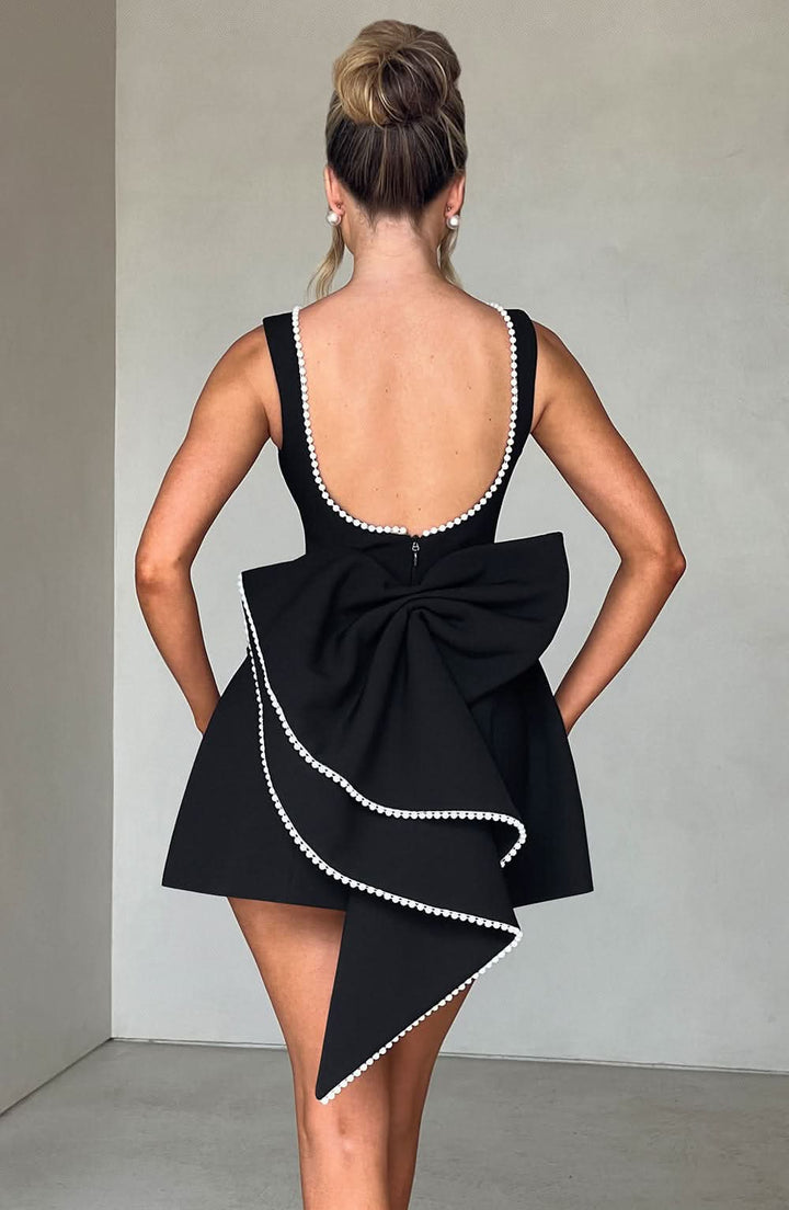 Women's Chique Wedding Bow Tie Back Detail Sleeveless Dress | Mini