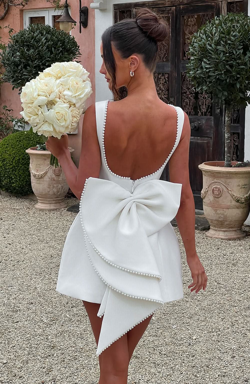 Women's Chique Wedding Bow Tie Back Detail Sleeveless Dress | Mini