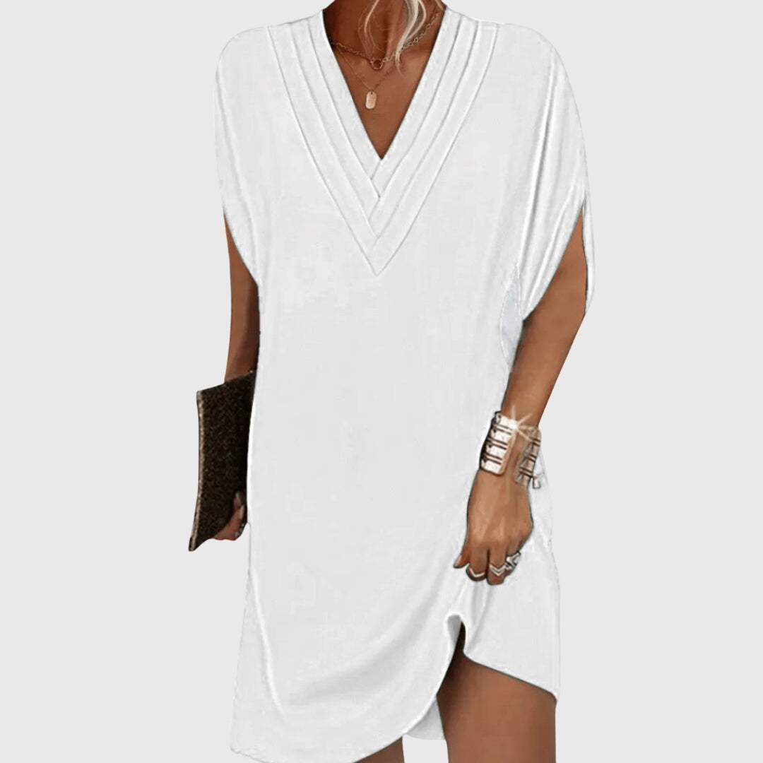 Women's Elegant V-Neck Loose Dress | Mini
