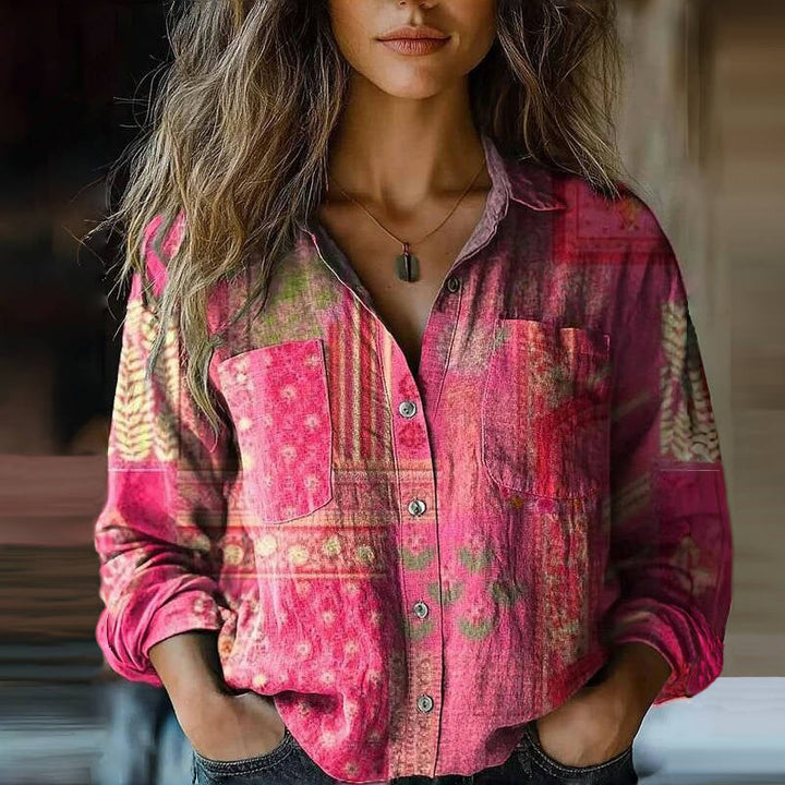 Women's Bohemian Pattern Vintage Blouse | Long Sleeves