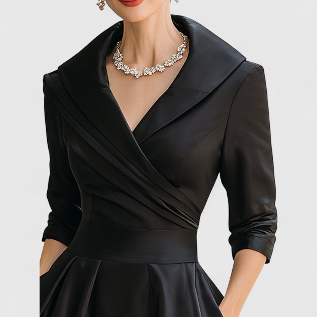 Women's Elegant Flared Wrap Evening Dress | Midi