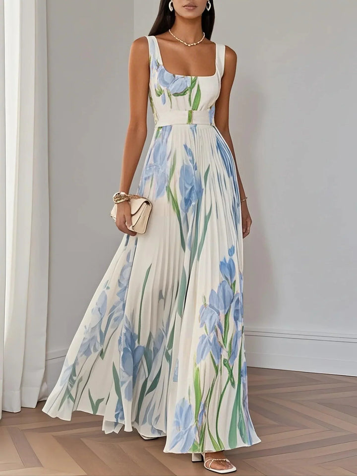 Women's Spring Pleated Floral Wedding Guest Dress | Maxi