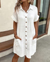 Women's Summer Loose Button-Up Shirt Dress | Mini
