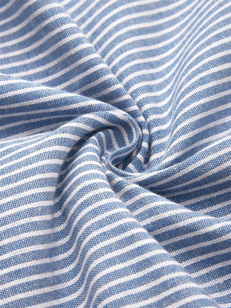Women's Casual Button Detail Stripe A-Line Dress | Midi