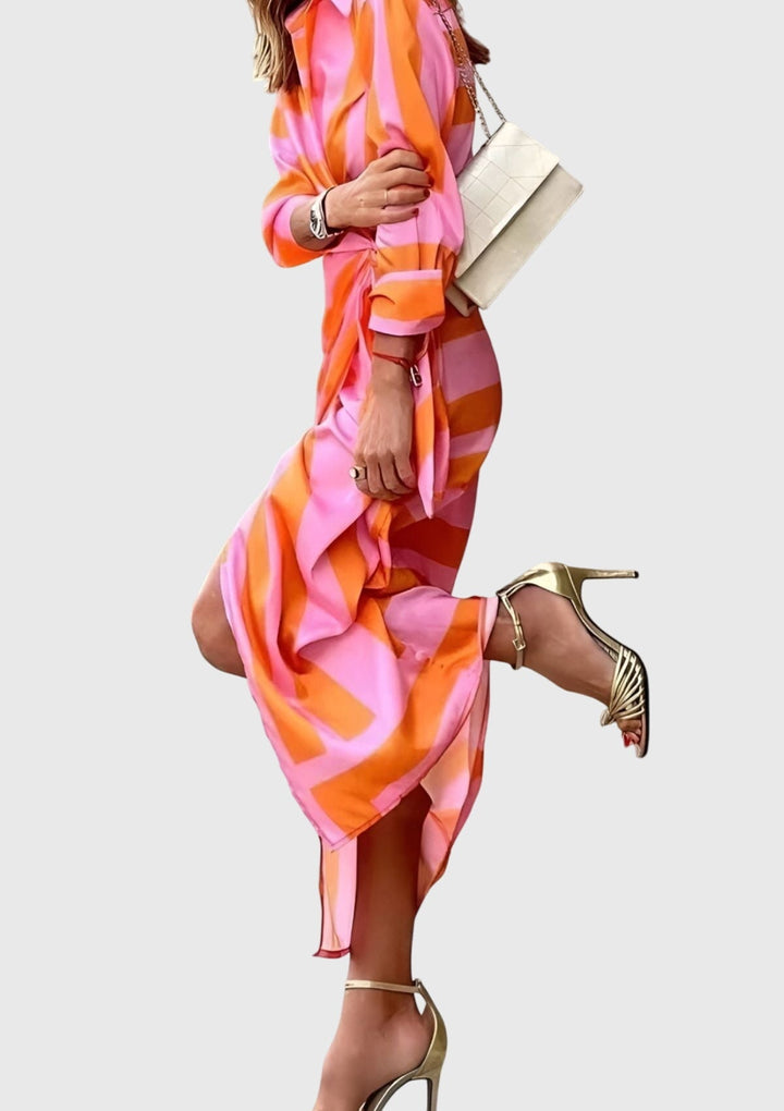 Women's Elegant Colorful Print Wrap Dress | Midi