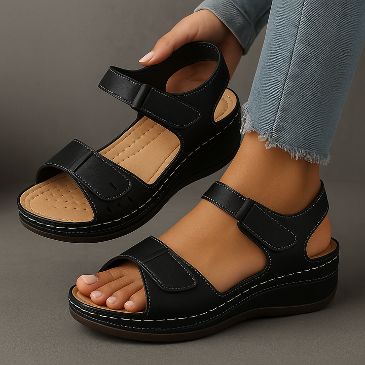 Women's Hook and Loop Wedge Heel Sandals | Orthopedic