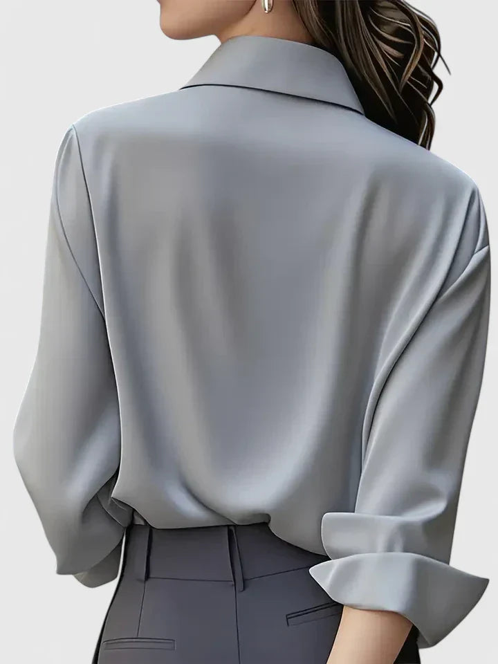 Women's Elegant Collared Work Blouse | Long Sleeve