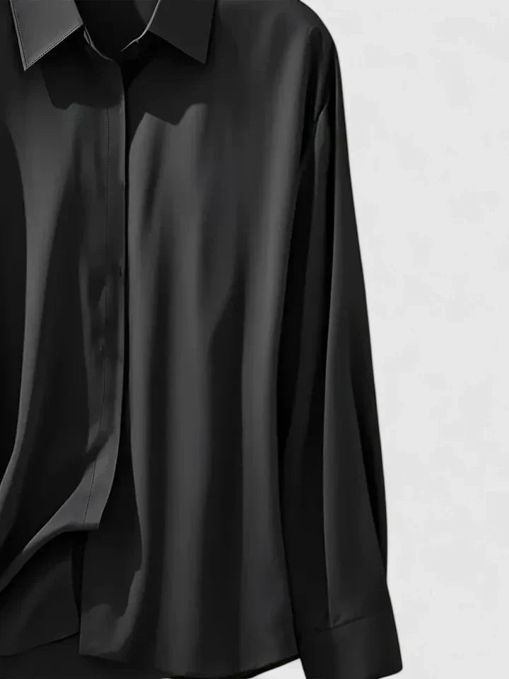 Women's Elegant Collared Work Blouse | Long Sleeve