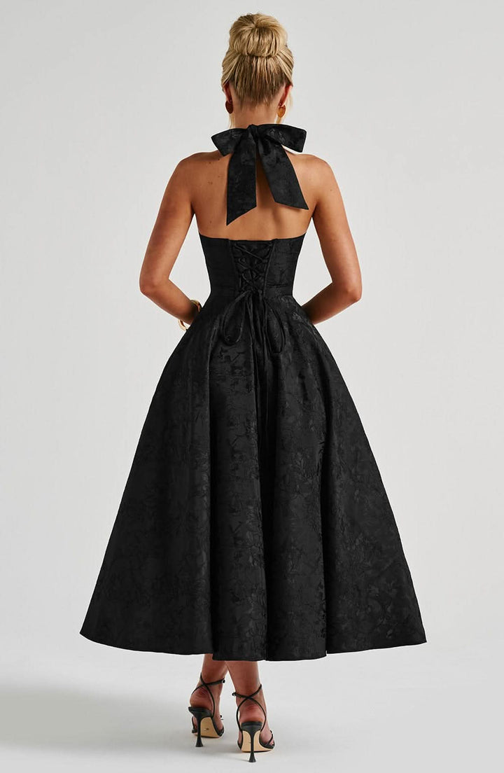 Women's Wedding Guest Floral Halter Dress | Midi
