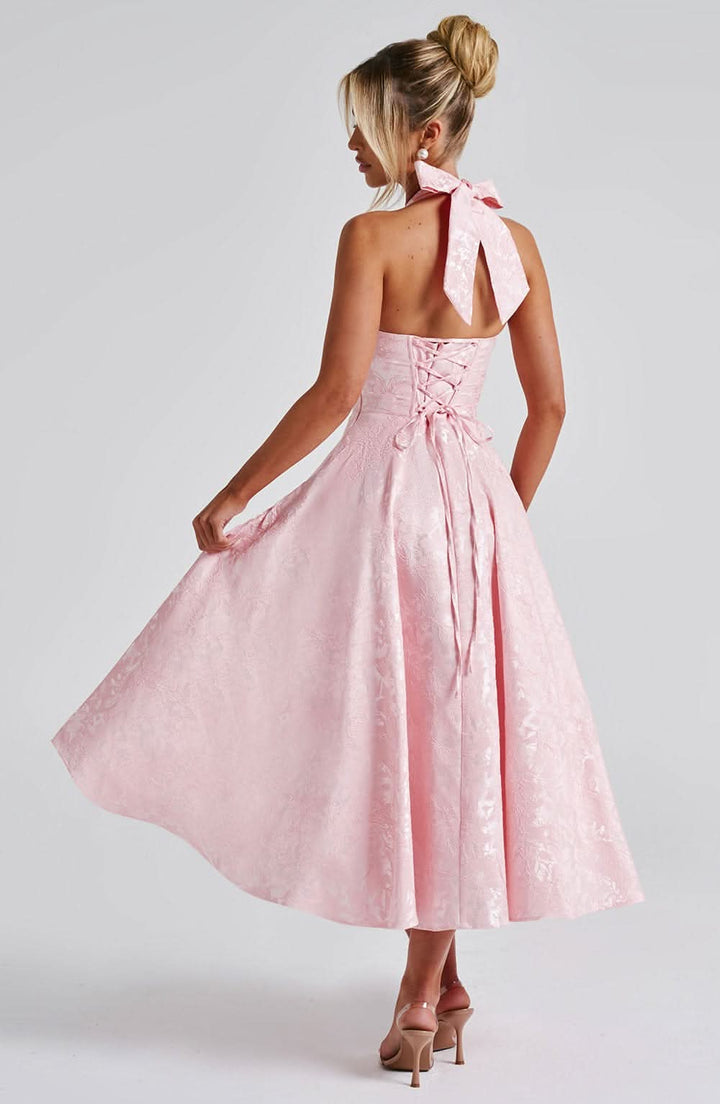 Women's Wedding Guest Floral Halter Dress | Midi