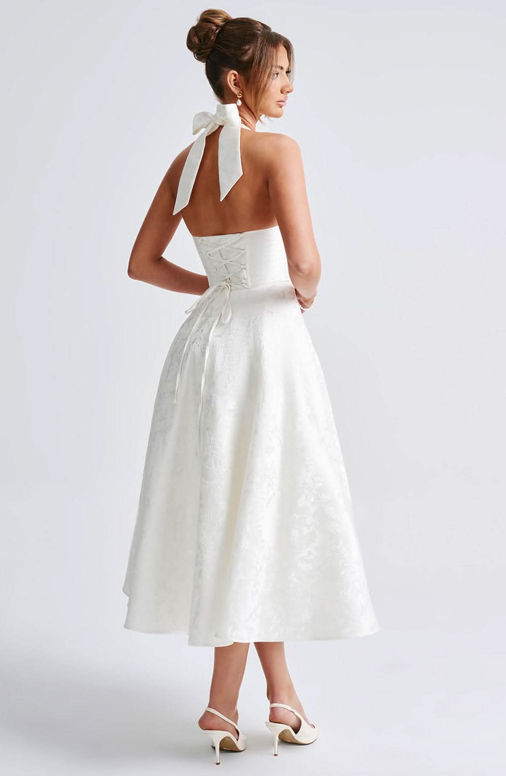 Women's Wedding Guest Floral Halter Dress | Midi