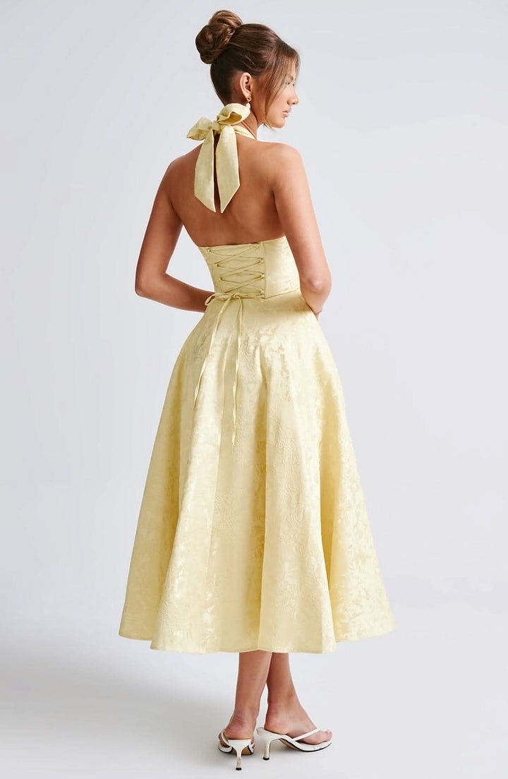 Women's Wedding Guest Floral Halter Dress | Midi