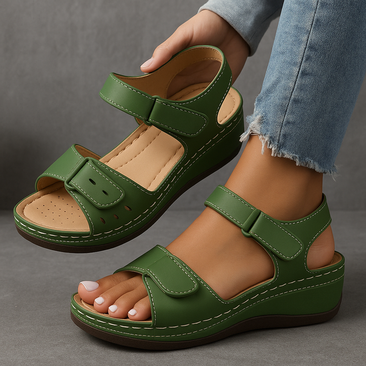 Women's Hook and Loop Wedge Heel Sandals | Orthopedic