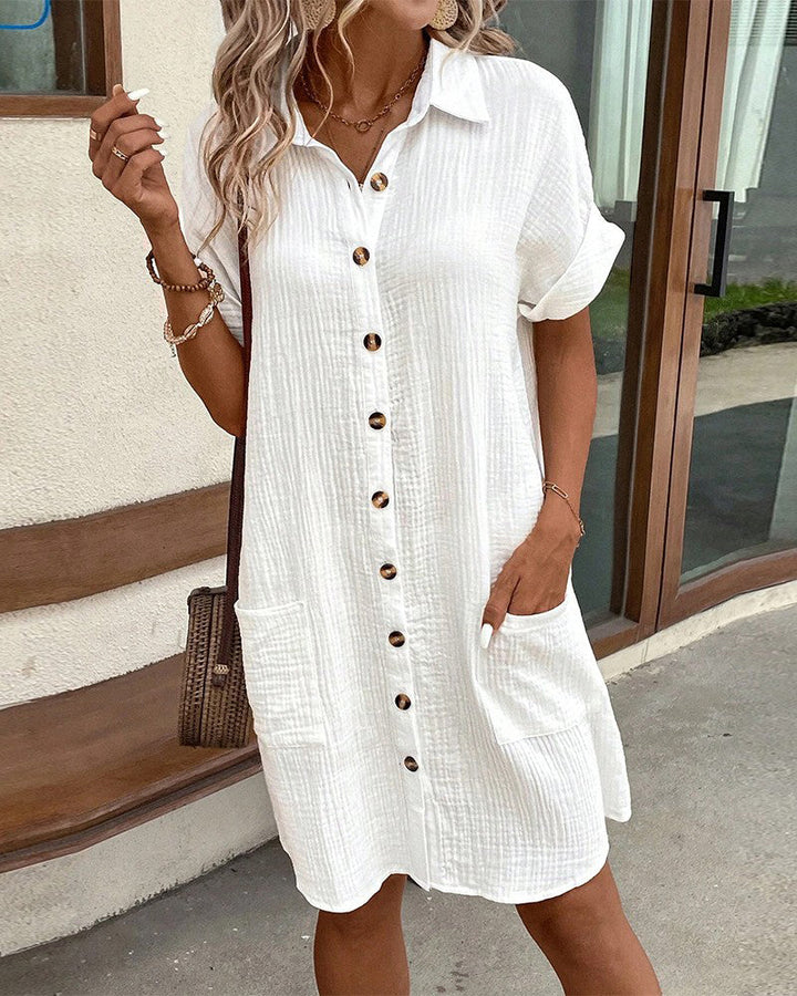 Women's Summer Loose Button-Up Shirt Dress | Mini