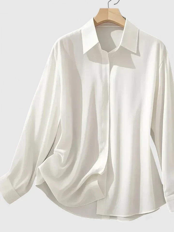 Women's Elegant Collared Work Blouse | Long Sleeve