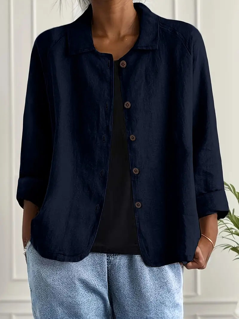 Women's Casual Button Front Relaxed Fit Shirt | Long Sleeves