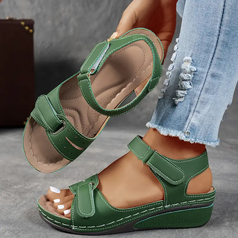 Women's Hook and Loop Wedge Heel Sandals | Orthopedic