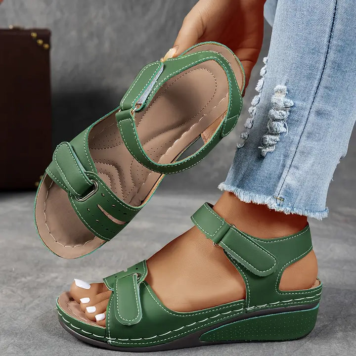 Women's Hook and Loop Wedge Heel Sandals | Orthopedic