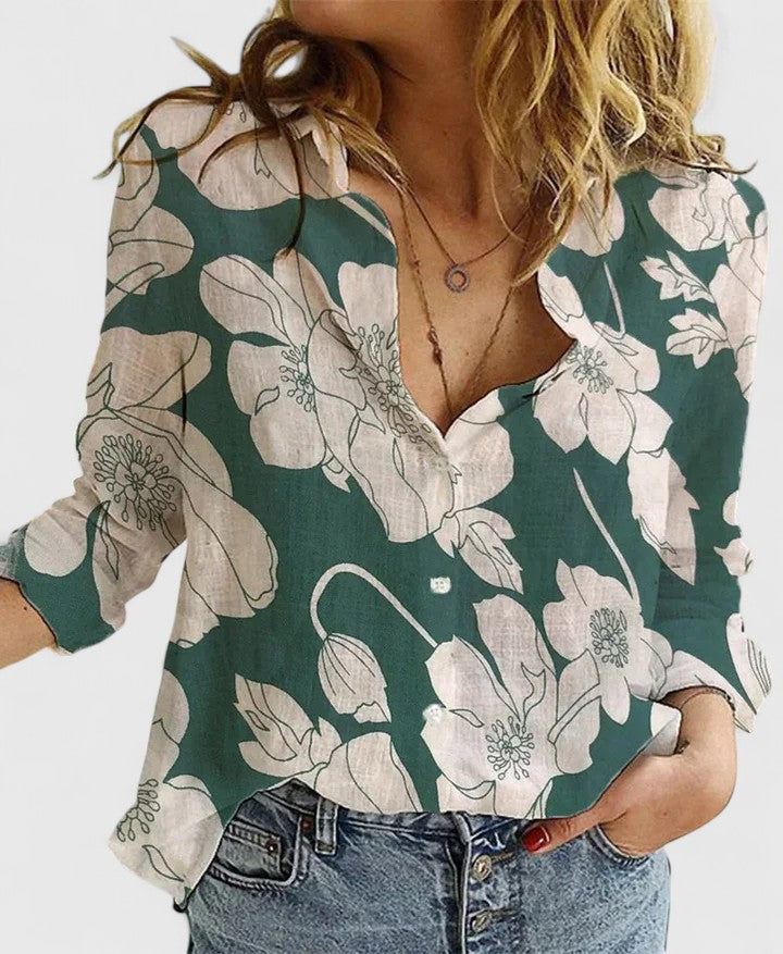 Women's Loose Fit Button Down Collared Shirt | Long Sleeves