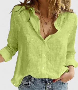 Women's Loose Fit Button Down Collared Shirt | Long Sleeves