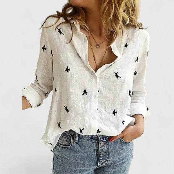 Women's Loose Fit Button Down Collared Shirt | Long Sleeves