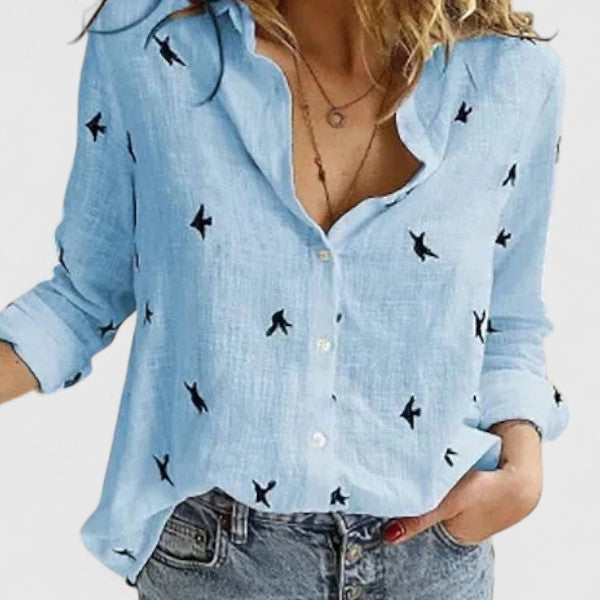 Women's Loose Fit Button Down Collared Shirt | Long Sleeves