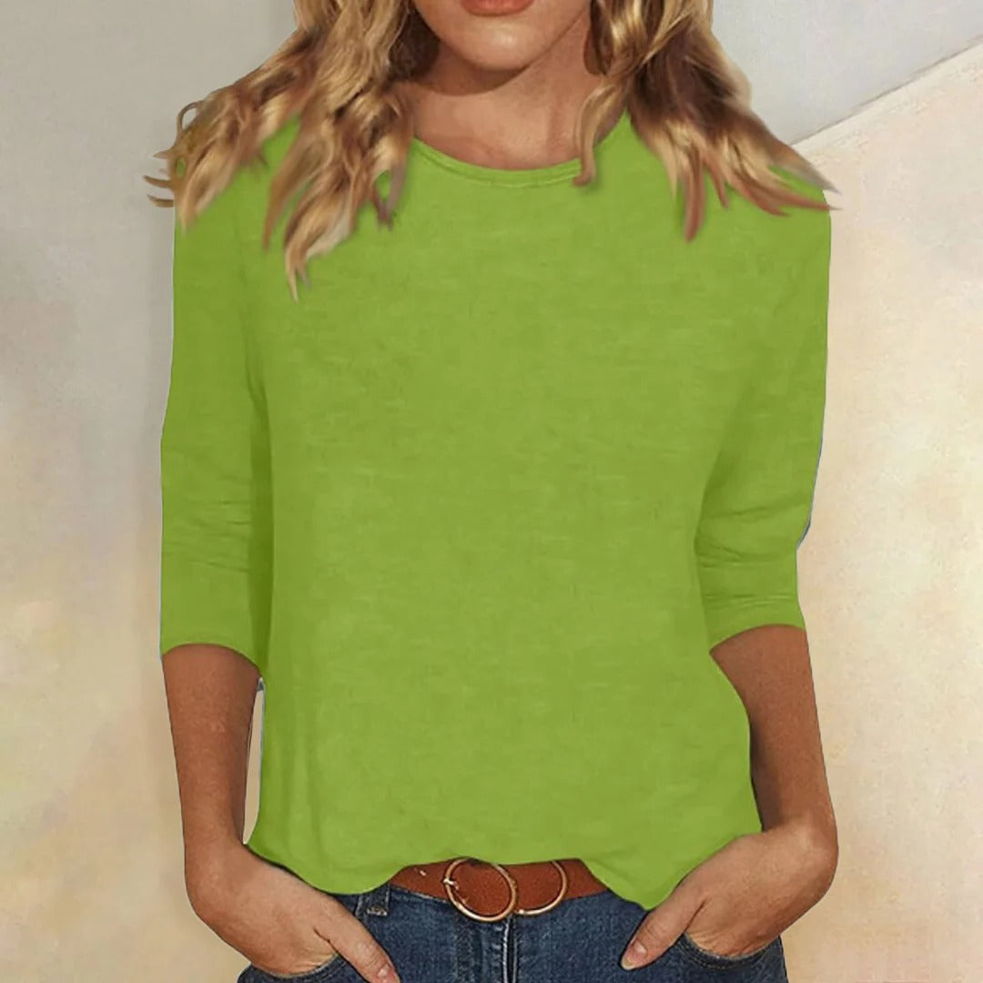Women's Summer Crew Neck Casual Top | Three Quarter Sleeves