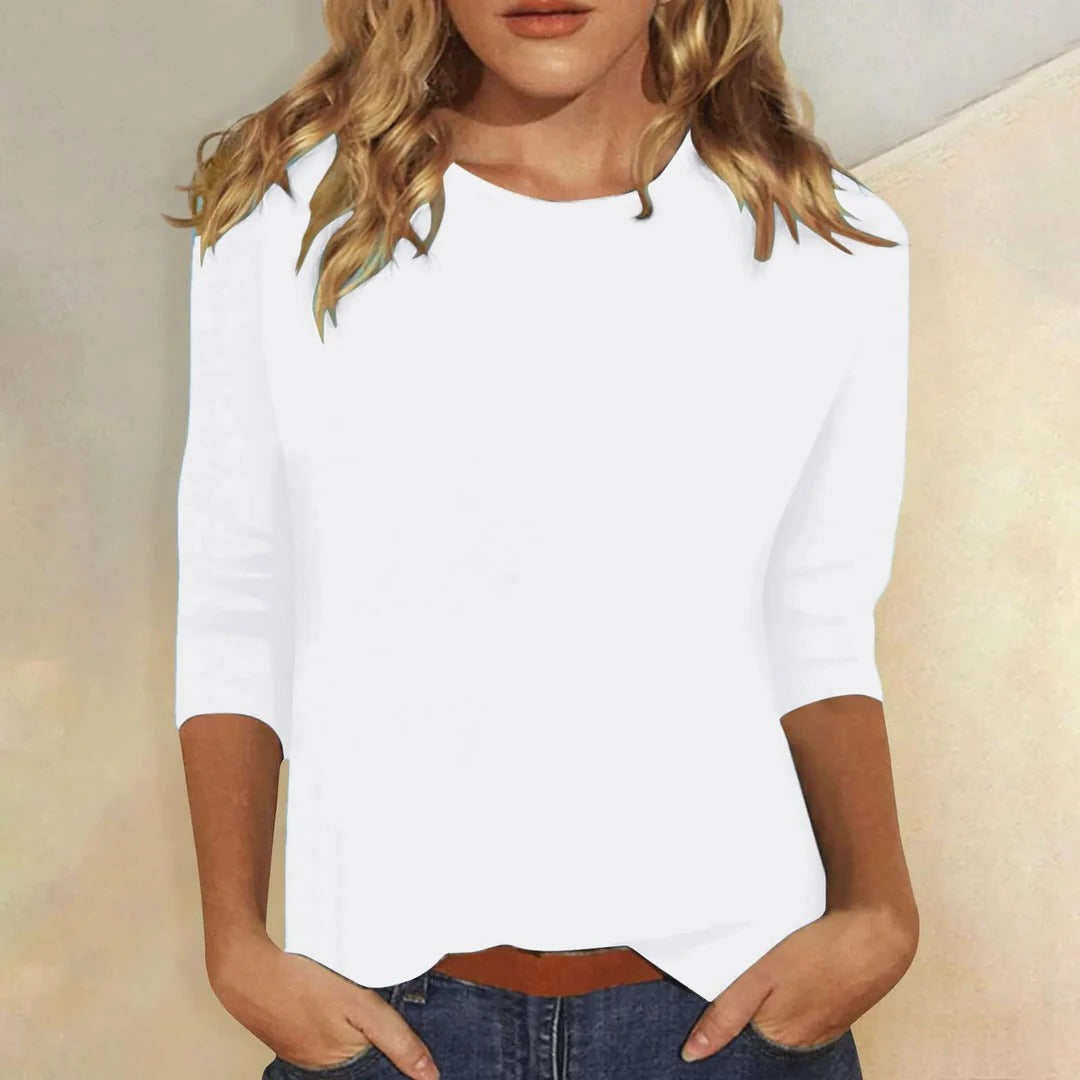 Women's Summer Crew Neck Casual Top | Three Quarter Sleeves
