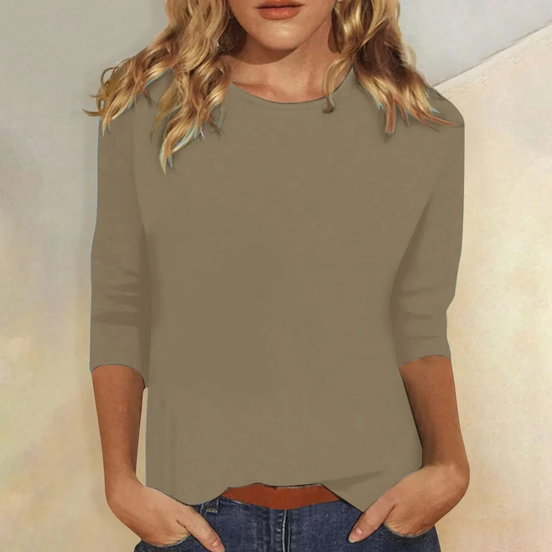 Women's Summer Crew Neck Casual Top | Three Quarter Sleeves